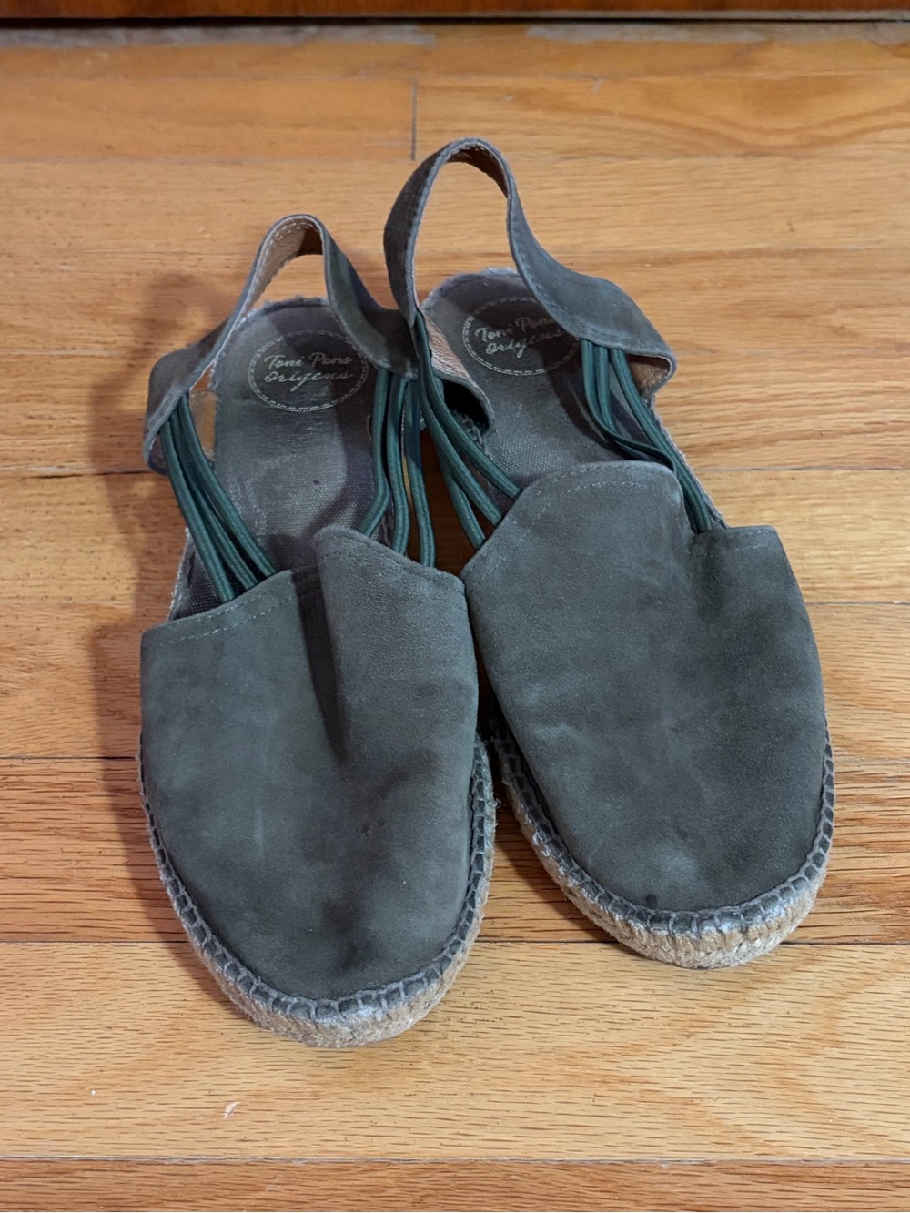 Toni Pons Suede Espadrille Slingback Flats in Olive Green